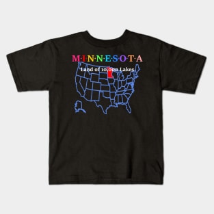 Minnesota, USA. North Star State. With Map. Kids T-Shirt
